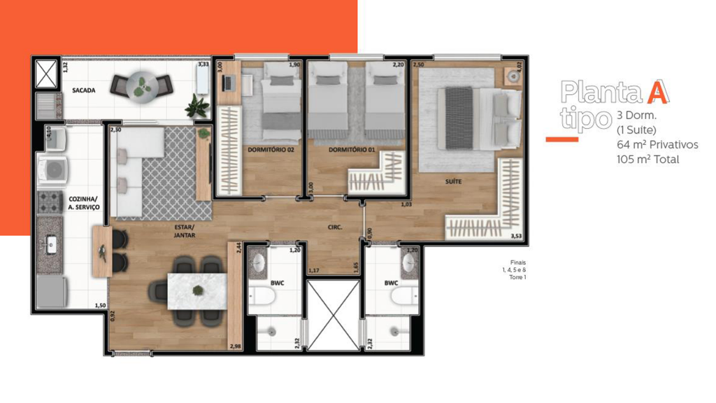 Apartamento na planta em Maringá