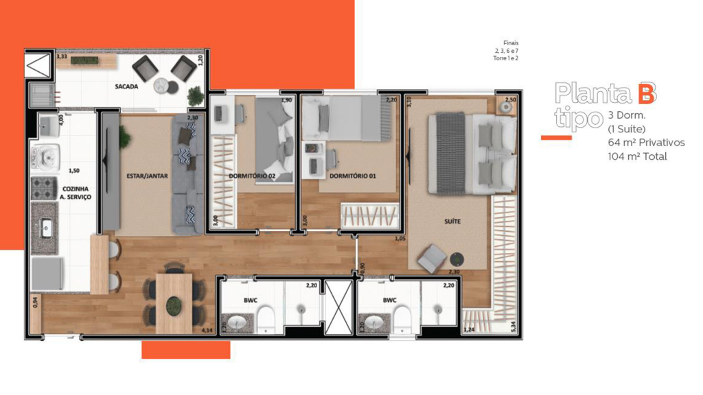 Apartamento na planta yticon
