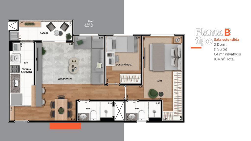 Apartamento na planta yticon