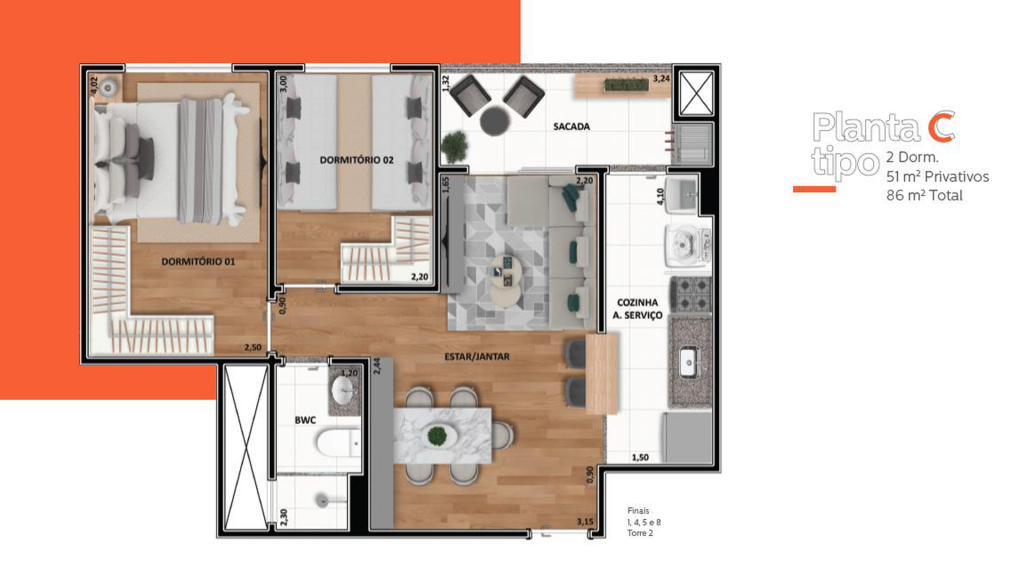 Apartamento na planta em Maringá
